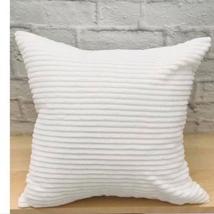 White Corduroy Striped Decor Pillow Covers